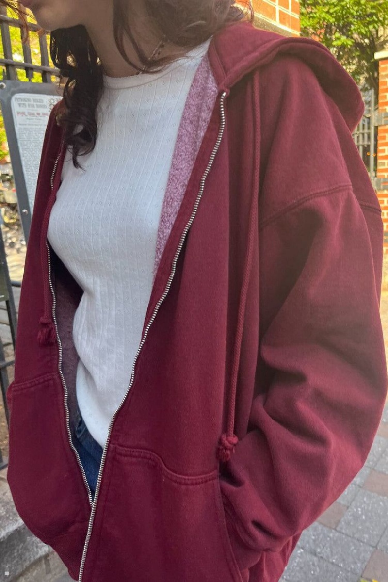 Sweat a Capuche Brandy Melville Christy Bordeaux | VOX-32514230